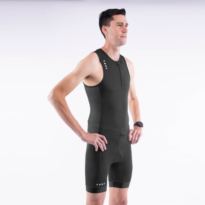 Sub4 Action Mens Triathlon Singlet & Shorts - 2 Piece Set - Black
