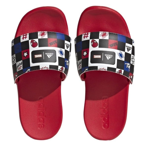adidas Adilette Comfort Spiderman- Kids Slides - Core Black/Cloud White/Better Scarlet