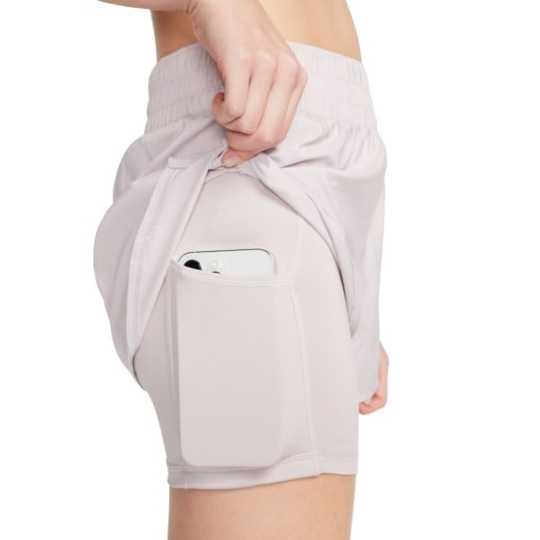 Nike Dri-Fit One 2-In-1 Mid-Rise Womens Running Shorts - Platinum Violet/Reflective Silver