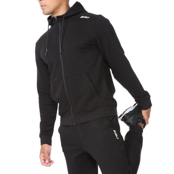 2XU Aspire Mens Full Zip Hoodie - Black/White
