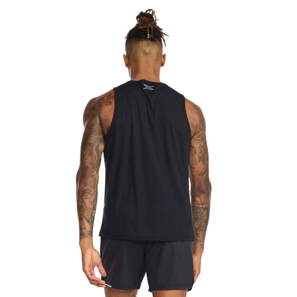 2XU Aero Mens Training Tank Top - Black/Silver Reflective