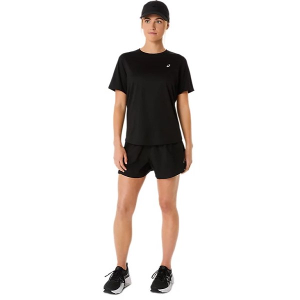 Asics Silver Short Sleeve Running T-Shirt - Womens Running Clothing - Performance Black