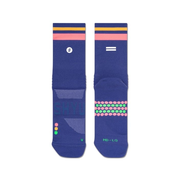 SHYU Crew Racing Socks - Blue/Blush/Apricot