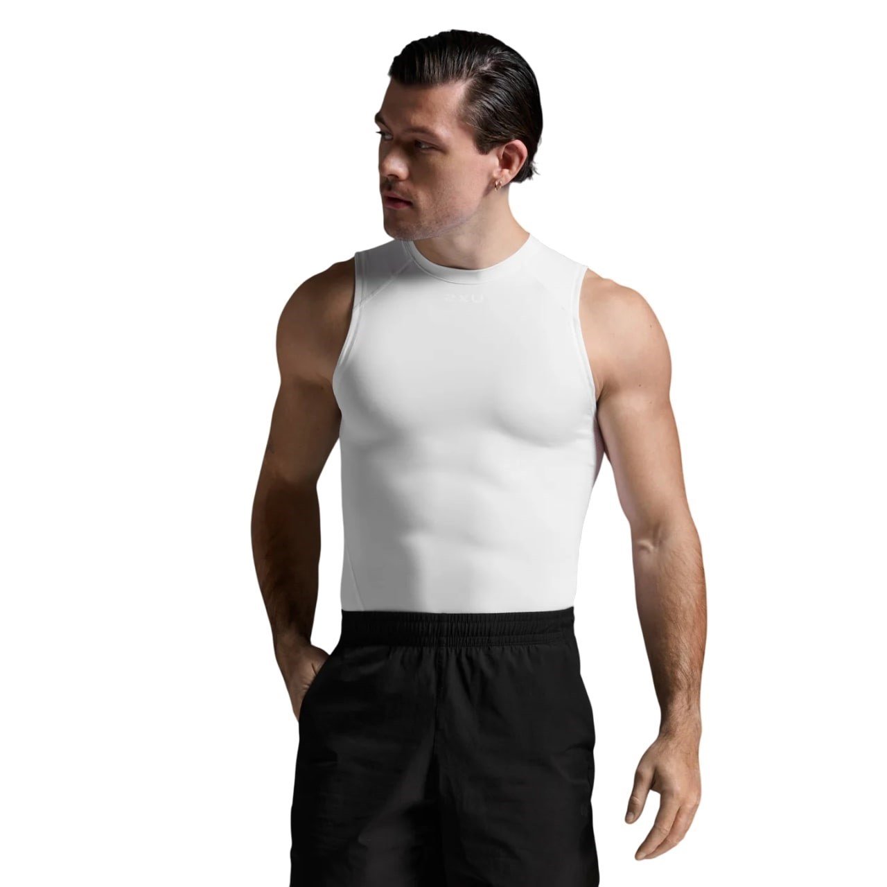 2XU Core Mens Compression Sleeveless Tank Top - White/No Logo