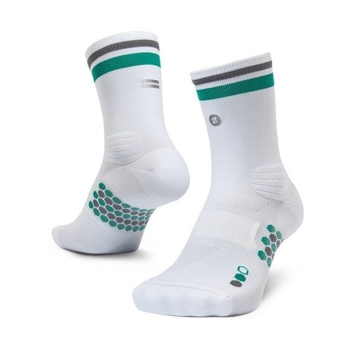 SHYU Half Crew Racing Socks - White/Teal/Carbon