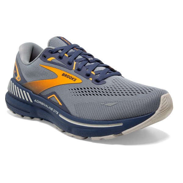 Brooks Adrenaline GTS 23 - Mens Running Shoes - Grey/Crown Blue/Orange