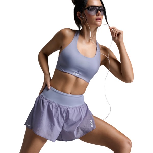 2XU Womens Aero Hi-Rise 2-in-1 3in Shorts - Digital Lilac/White Reflective