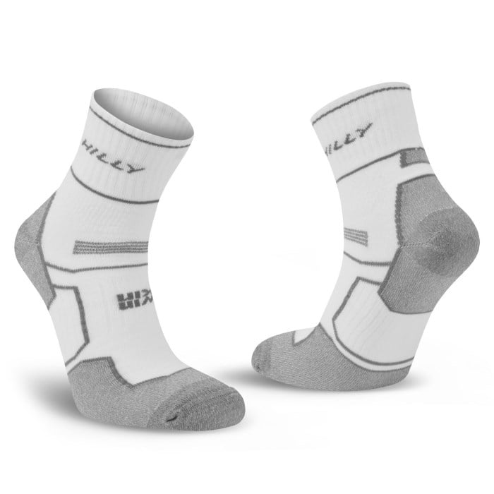 Hilly Twin Skin Anklet - Anti-Blister Running Socks  (Unisex) - White/Grey Marl