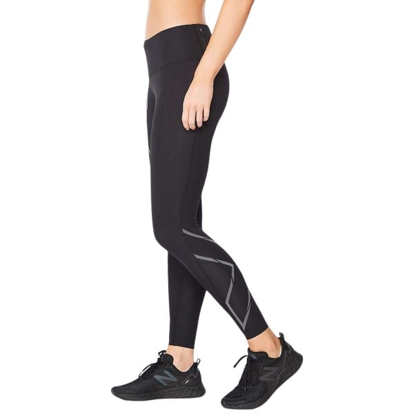 2XU Light Speed Mid-Rise Womens Compression Tights - Black/Black Reflective