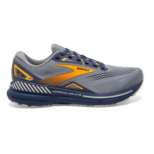 Brooks Adrenaline GTS 23 - Mens Running Shoes - Grey/Crown Blue/Orange