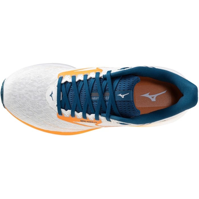 Mizuno Wave Rider 29 - Mens Running Shoes - GF White/Autun Sunset/Sailor Blue
