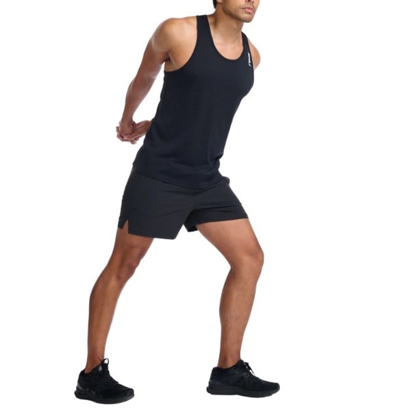 2XU Aspire Mens Running Singlet - Black/White