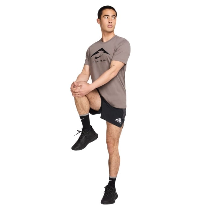 Nike Dri-Fit Logo Mens Trail Running T-Shirt - Cave Stone/Black