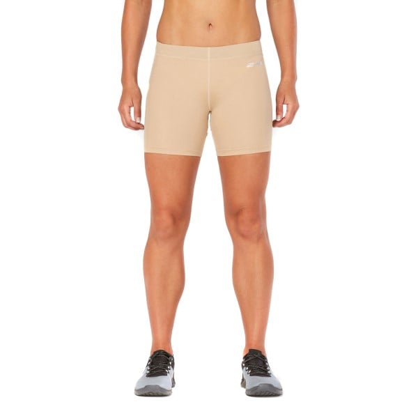 2XU Game Day 5 Inch Womens Compression Shorts - Beige/Silver