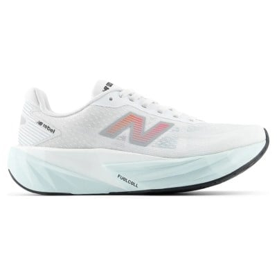 New Balance FuelCell Rebel v5 - Mens Running Shoes - White/Pink Heat/Glint Blue