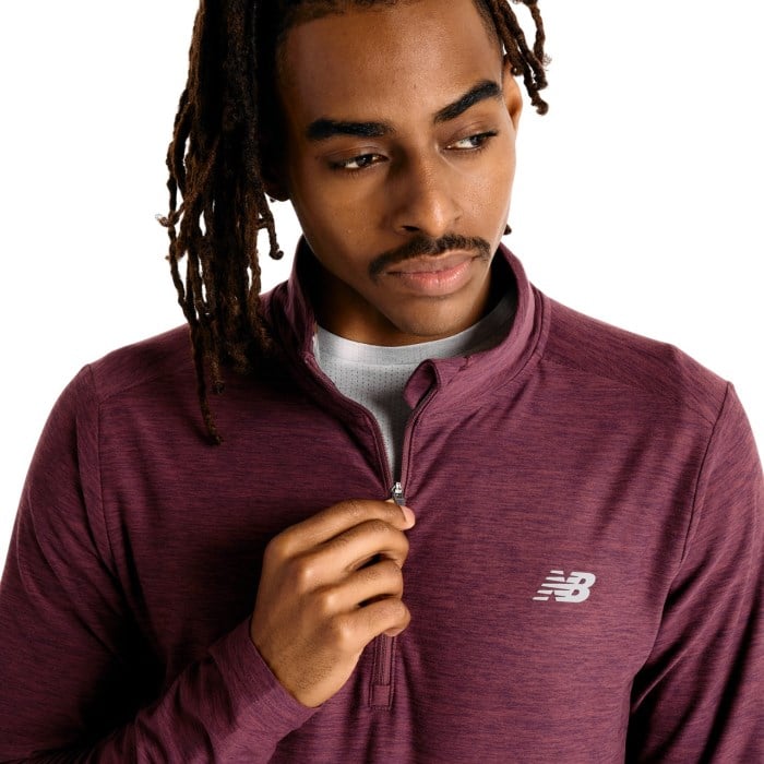 New Balance Space Dye Mens 1/4 Zip - Faded Plum Heather
