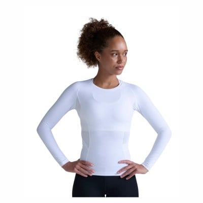 2XU Core Compression Womens Long Sleeve Running Top - White/White