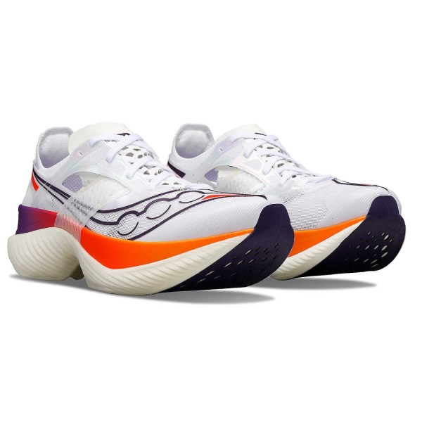 Saucony Endorphin Elite - Mens Road Racing Shoes - White/Vizi Red