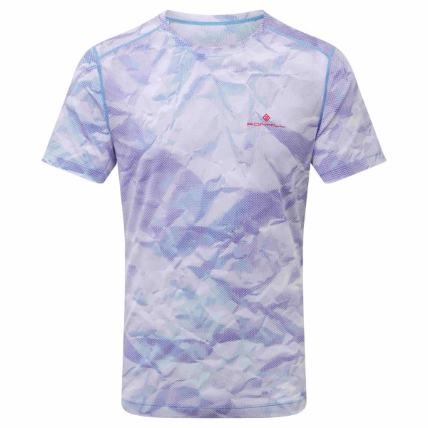 Ronhill Tech Golden Hour Mens Running T-Shirt - Lake Blue Crinkle