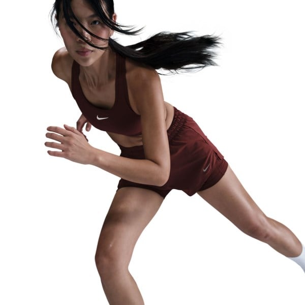 Nike Dri-Fit One 2-In-1 Mid-Rise Womens Running Shorts - Dark Team Red/Reflective Silver