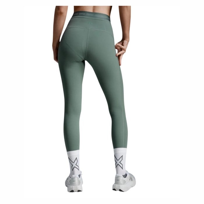 2XU Form Stash Hi-Rise Womens Compression Tights - Olive Leaf/Olive Leaf - image 2