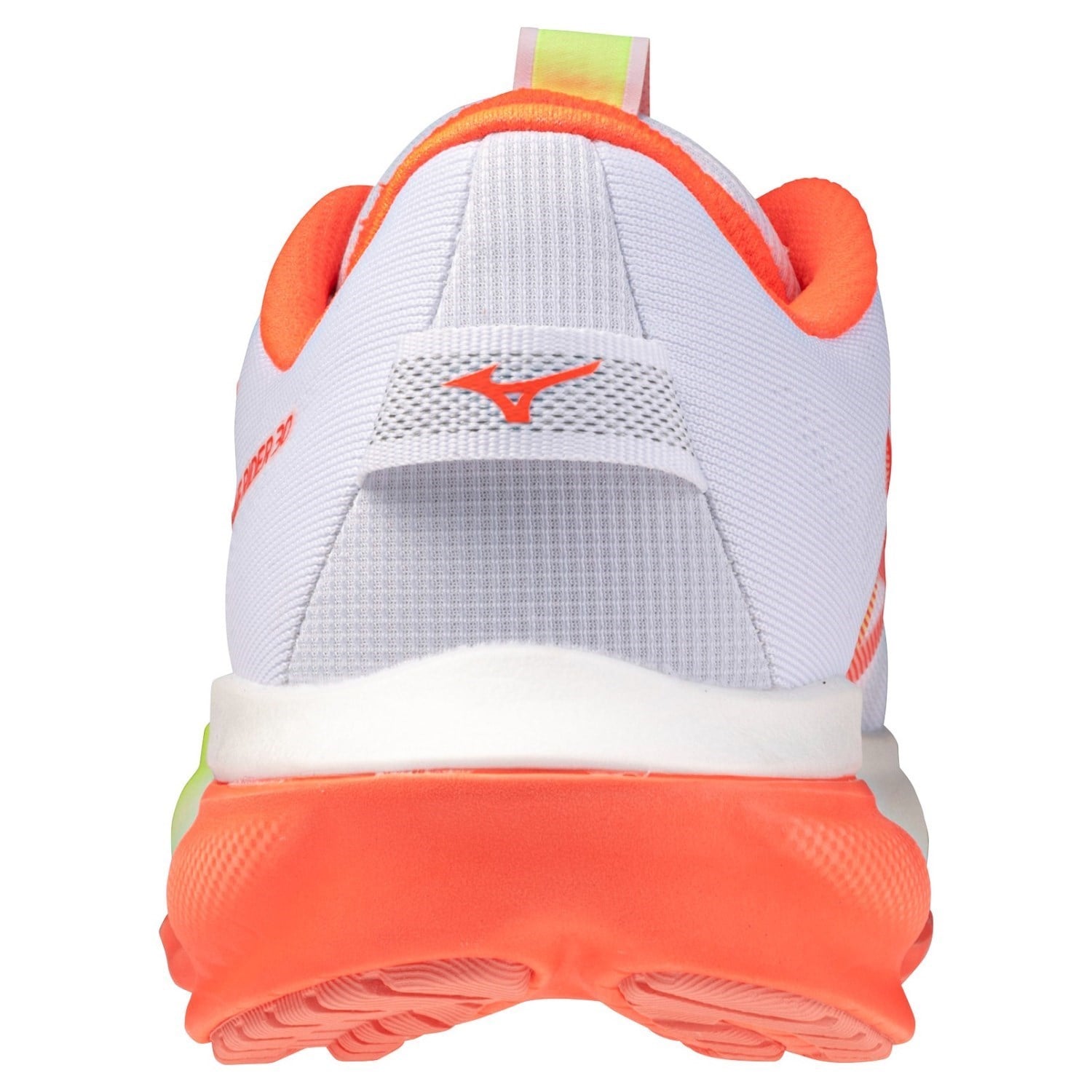 Mizuno Wave Rider 30 - Womens Running Shoes - White/Flamingo Coral/Lime Pulp - image 5