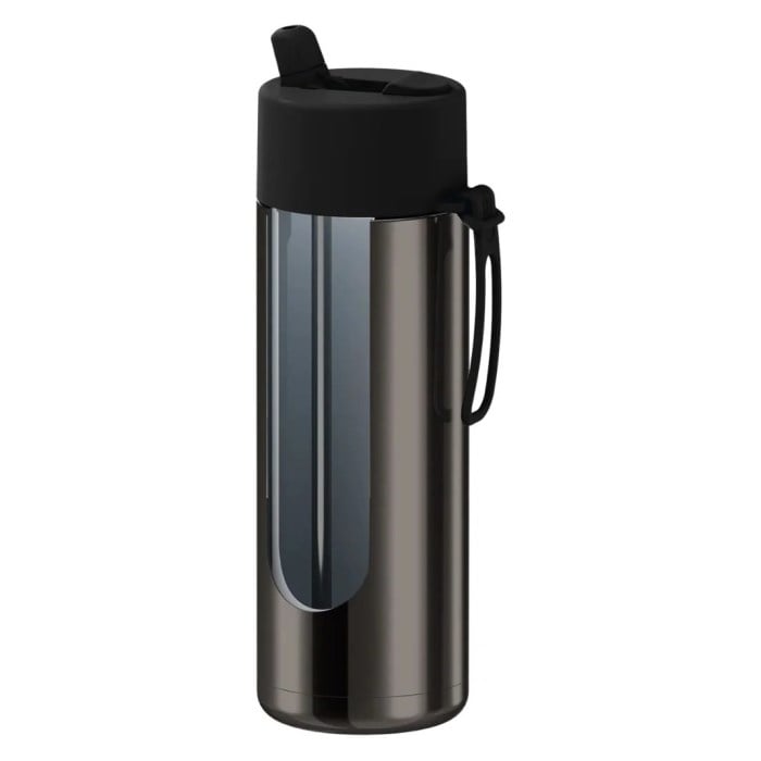 Frank Green Ceramic Reusable Bottle With Flip Straw Lid 20oz - Chrome Shadow/Midnight - image 6