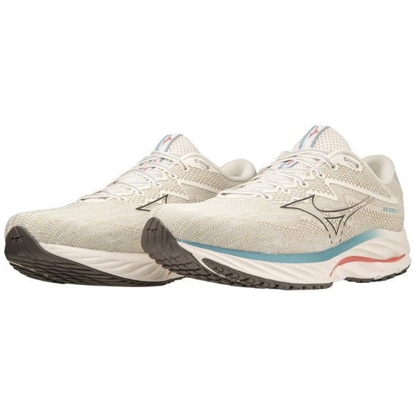 Mizuno Wave Rider 27 - Mens Running Shoes - Snow White/Granite Grey/ Adriatic Blue