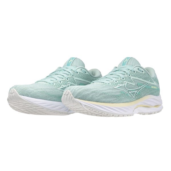 Mizuno Wave Rider 27 - Womens Running Shoes - Eggshell Blue/White/Anise Flower
