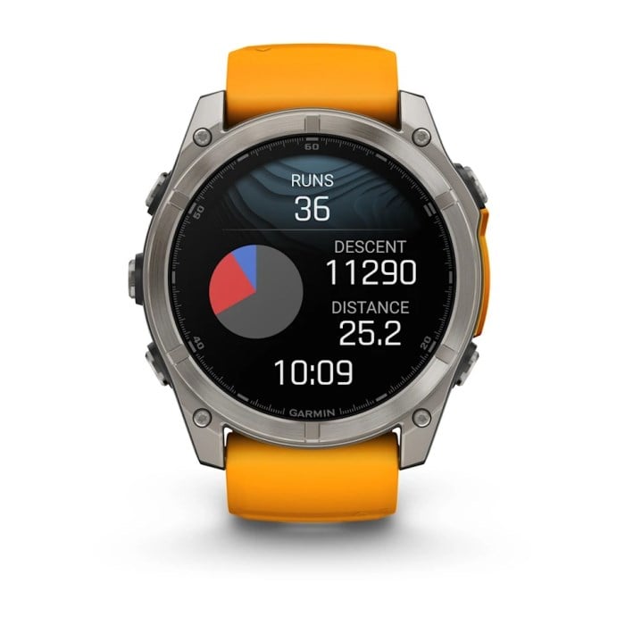 Garmin Fenix 8 51mm AMOLED Sapphire Edition Titanium Watch - Spark Orange with Graphite Silicone - Spark Orange with Graphite Silicone Band - image 12