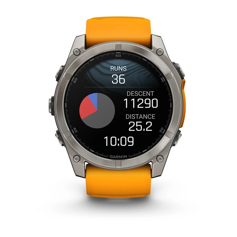 Garmin Fenix 8 51mm AMOLED Sapphire Edition Titanium Watch - Spark Orange with Graphite Silicone - Spark Orange with Graphite Silicone Band - image 12