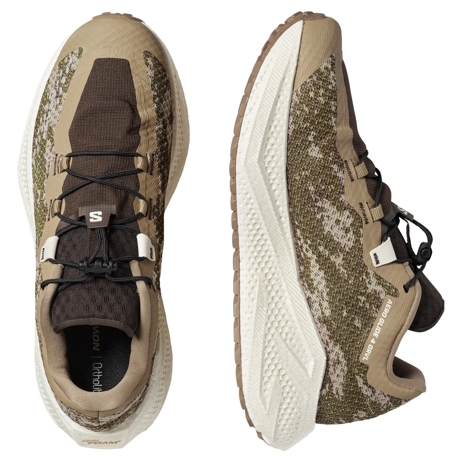 Salomon Aero Glide 4 GRVL - Mens Running Shoes - Safari/Vanilla Ice/Earth Brown