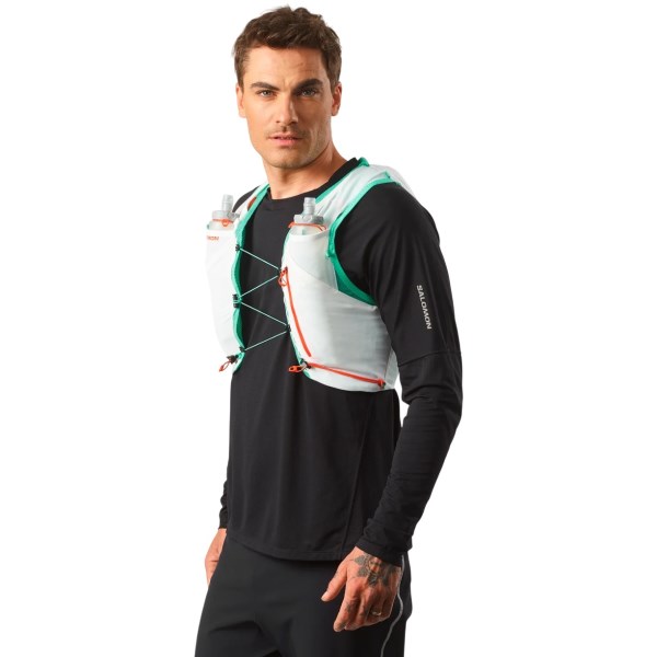 Salomon Advance Skin 5 Set Running Vest With Flasks - White/Electric Green