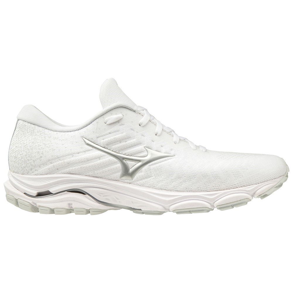 Mizuno Wave Inspire 16 Waveknit - Womens Running Shoes - White/Silver/Glacier Grey