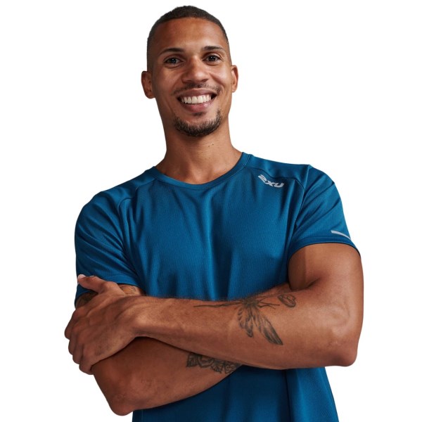 2XU Aero Mens Running T-Shirt - Majol/Silver Reflective