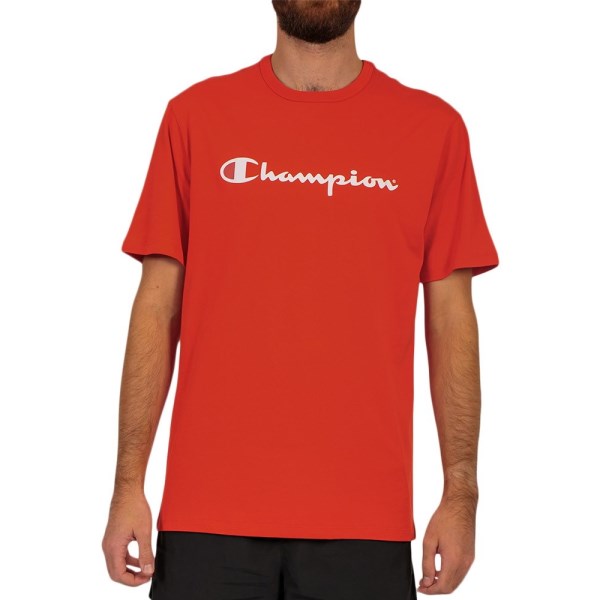 Champion Script Mens Short Sleeve T-Shirt - Vermilion Red