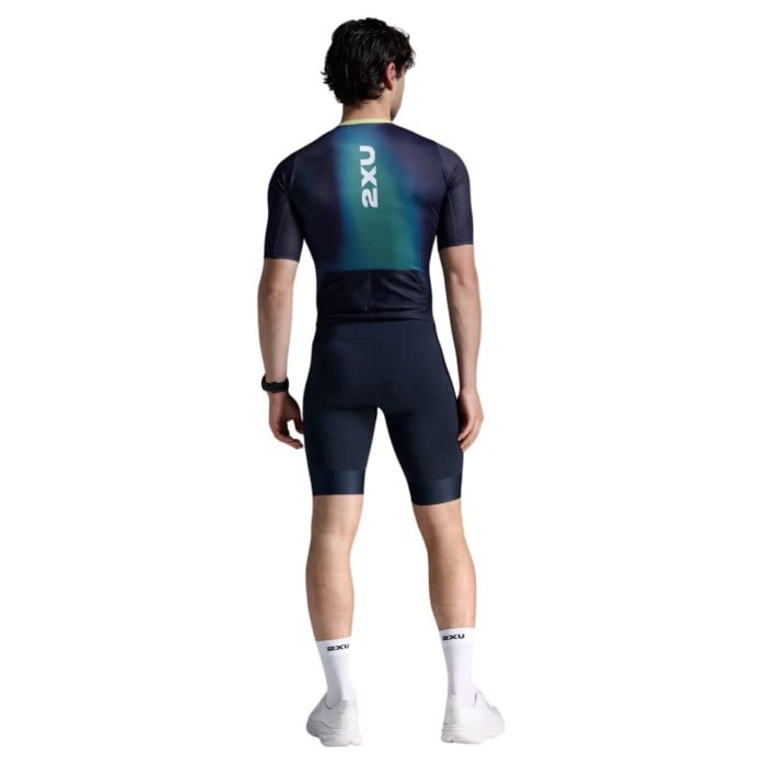 2XU Aero Mens Hex Sleeved Trisuit - Midnight/Cool Matcha