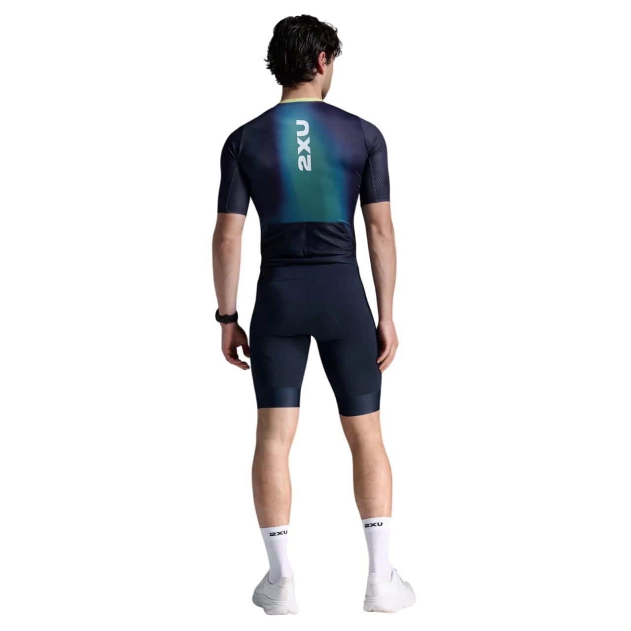 2XU Aero Mens Hex Sleeved Trisuit - Midnight/Cool Matcha