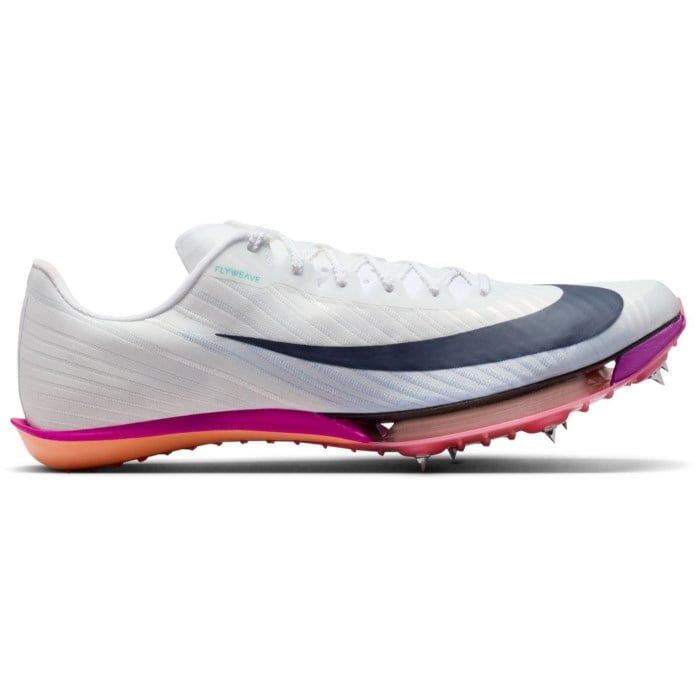 Nike Air Zoom Maxfly 2 - Unisex Track Sprint Spikes - White/Obsidian/Bright Crimson/Hyper Turq