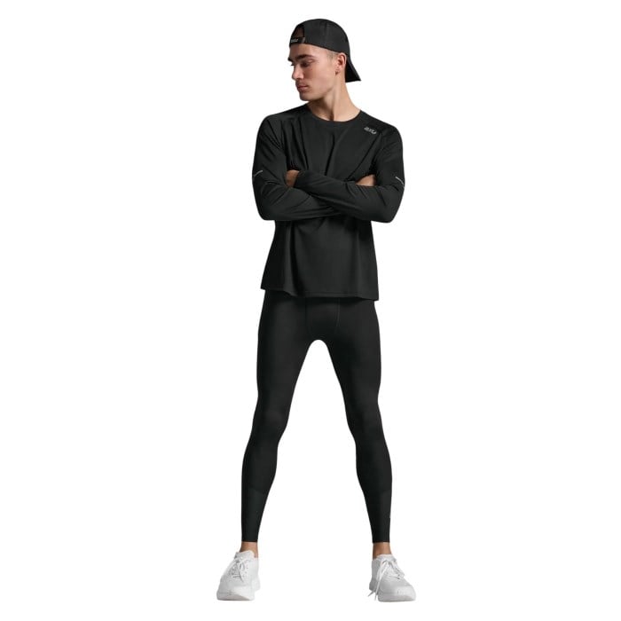 2XU Aero Mesh Mens Compression Tights - Black/Silver Reflective