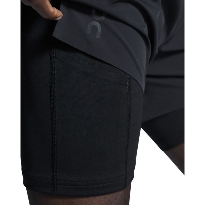 On Performance Mens 5 Inch 2-In-1 Running Shorts - Black