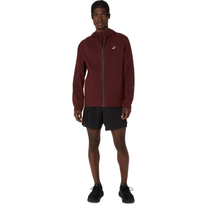 Asics MetaRun Mens Waterproof Running Jacket - Dark Red Planet