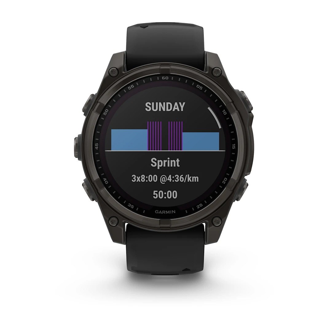 Garmin Fenix 8 Solar 47mm Sapphire Edition Titanium Watch - Black/Pebble Grey Silicone Band - image 10