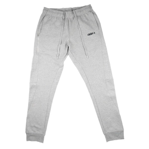 AND1 Fleece Mens Track Pants With Zip - Grey
