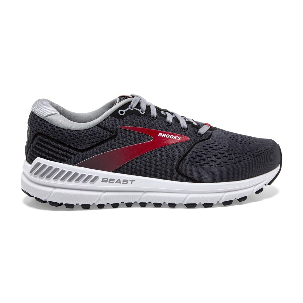 Brooks Beast 20 - Mens Running Shoes - Blackened Pearl/Black/Red