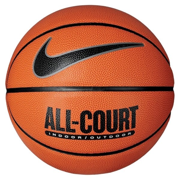 Nike Everyday All Court 8P Indoor/Outdoor Basketball - Size 7 - Amber/Black/Metallic Silver