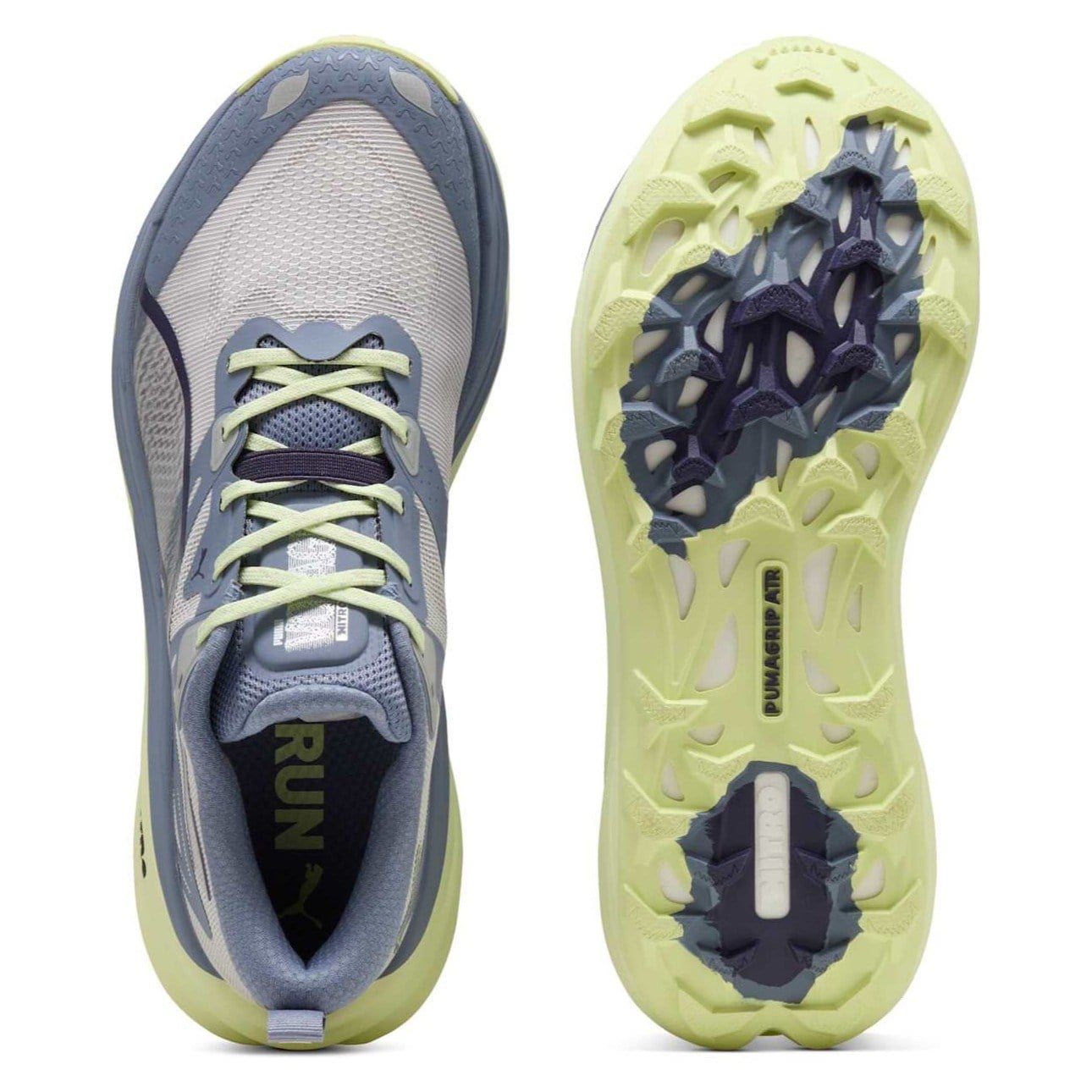 Puma Voyage Nitro 4 - Mens Trail Running Shoes - Vibrant Silver/Gray Sky/Apple Spritz