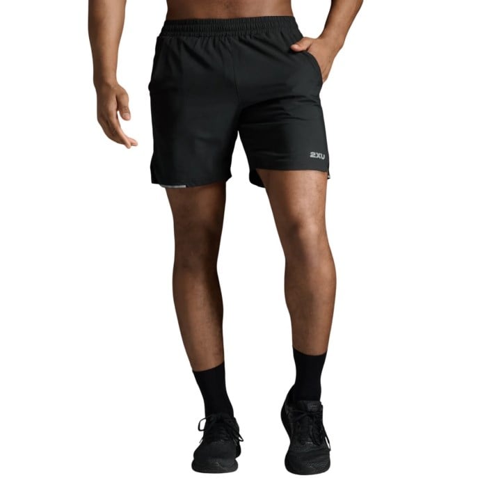 2XU Aero 7 Inch Mens Running Shorts - Black/Silver Reflective