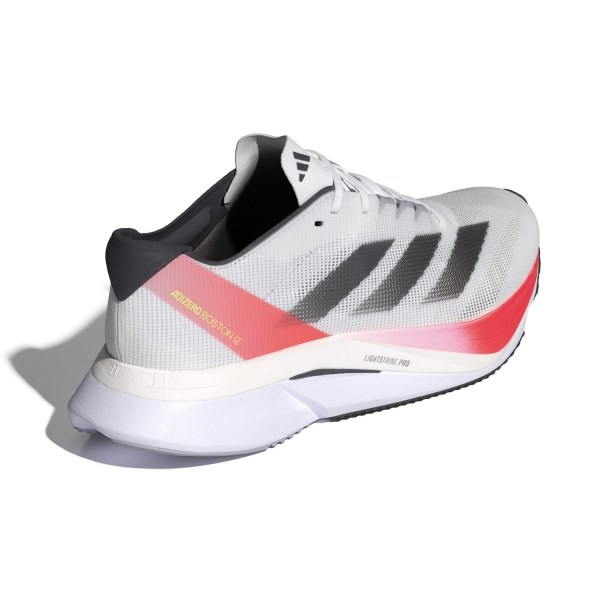Adidas Adizero Boston 12 - Mens Running Shoes - Cloud White/Aurora Metallic/Solar Red