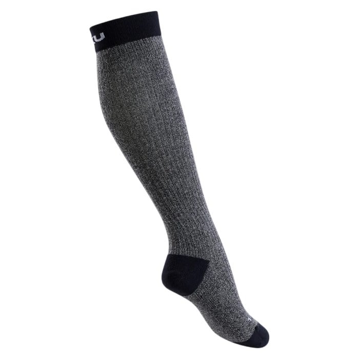 2XU Flight Bamboo Charcoal Unisex Compression Socks - Grey Marle/White - image 3